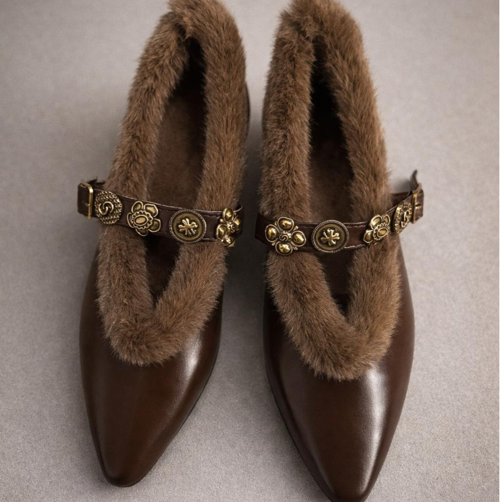 Fur Strap Flats