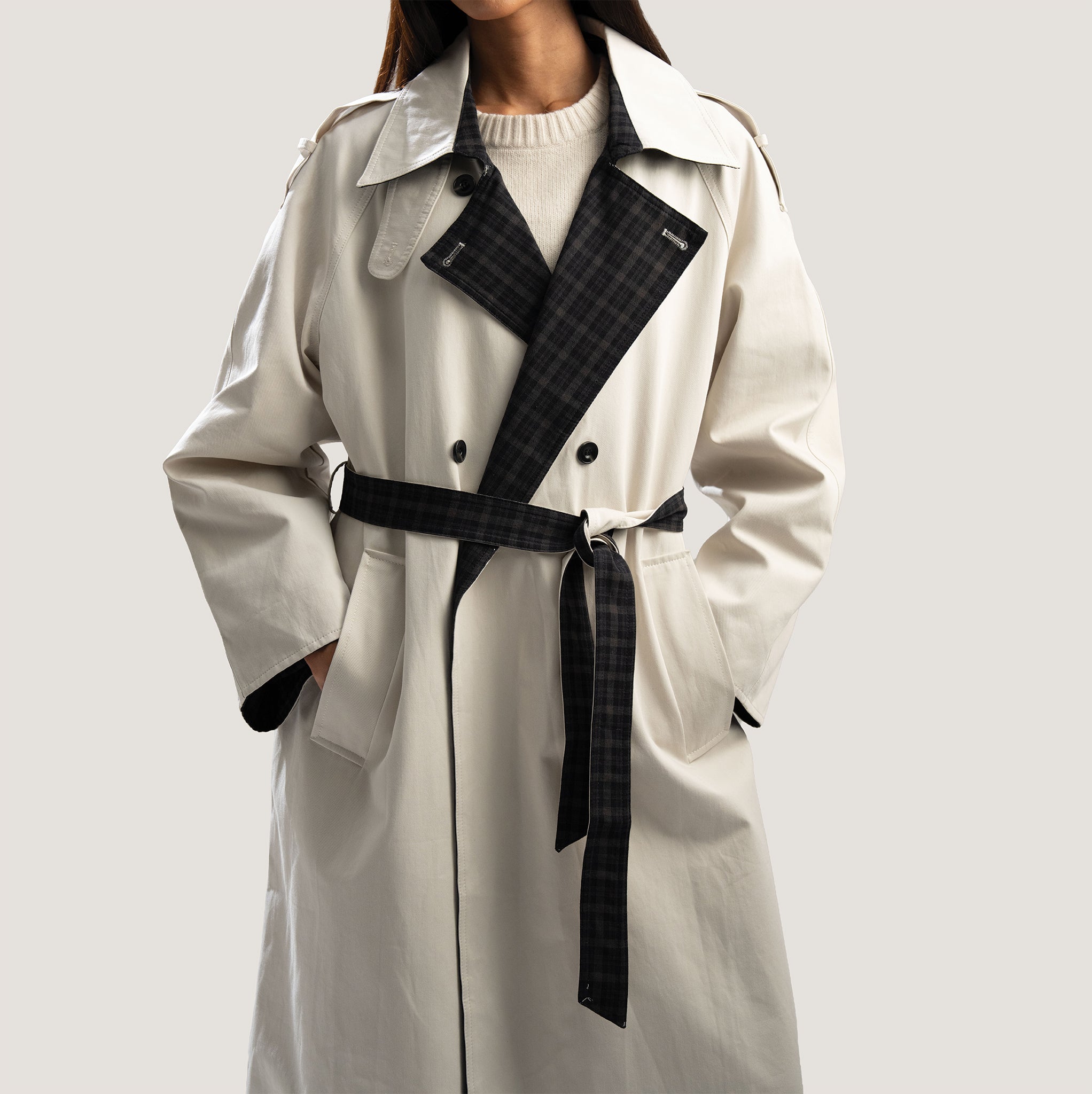 Off-White Checked Trench