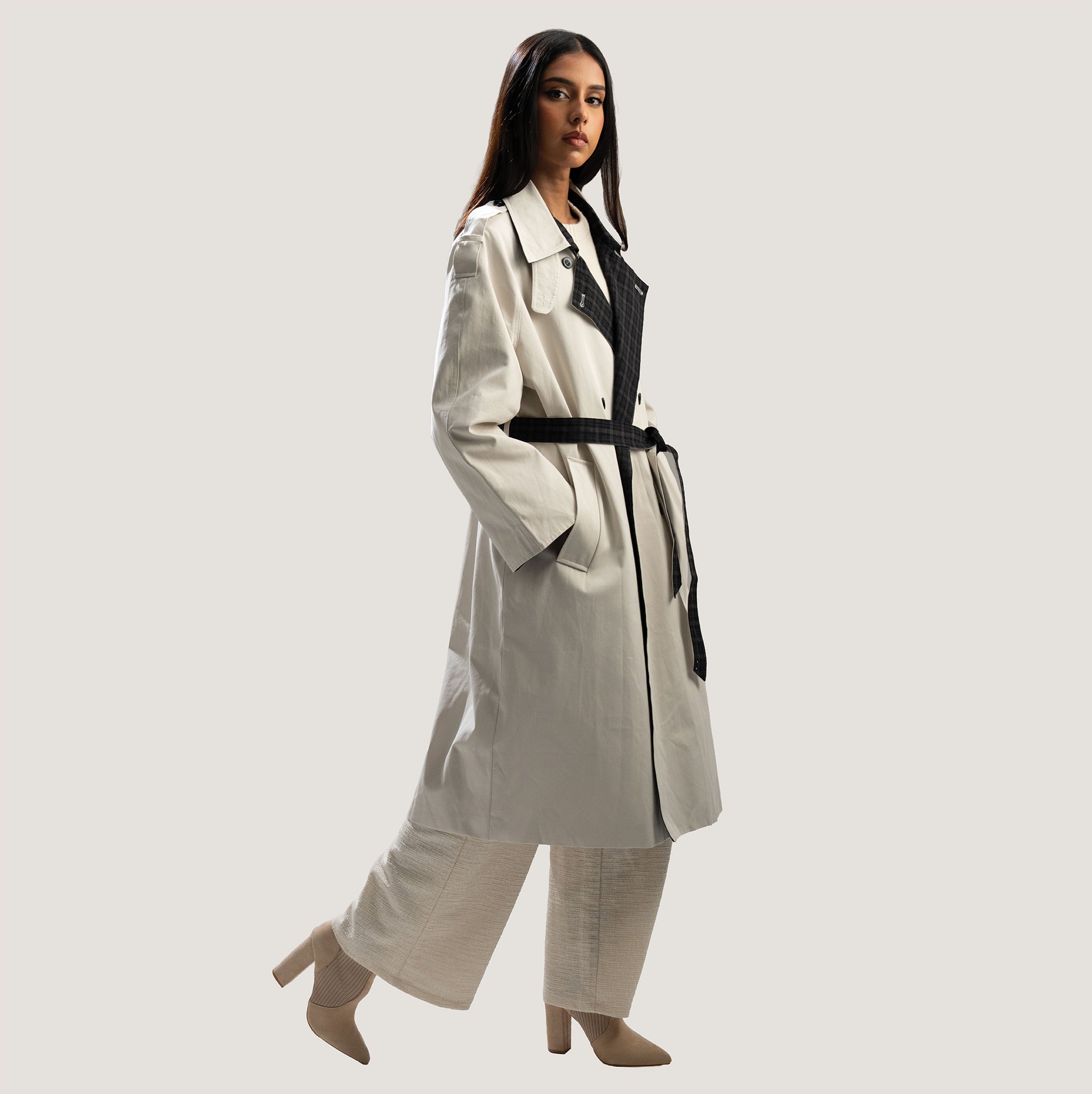 Off-White Checked Trench