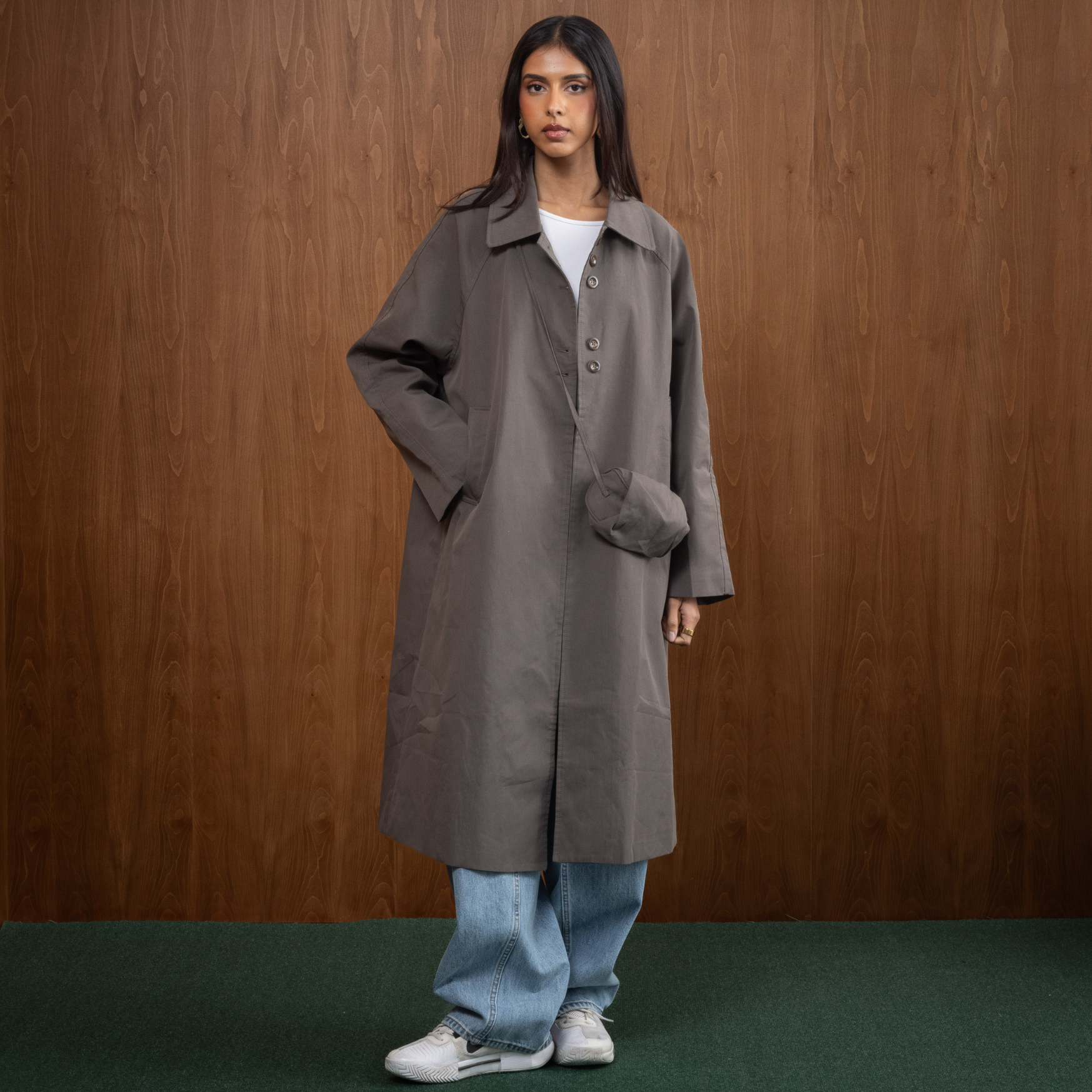 Gray Coat & Crossbag Set